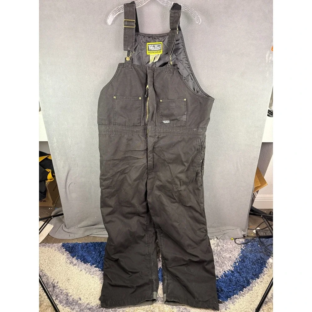 Walls Work Wear Mens Bib Insulated‎ Overalls Black Size 2XL Regular